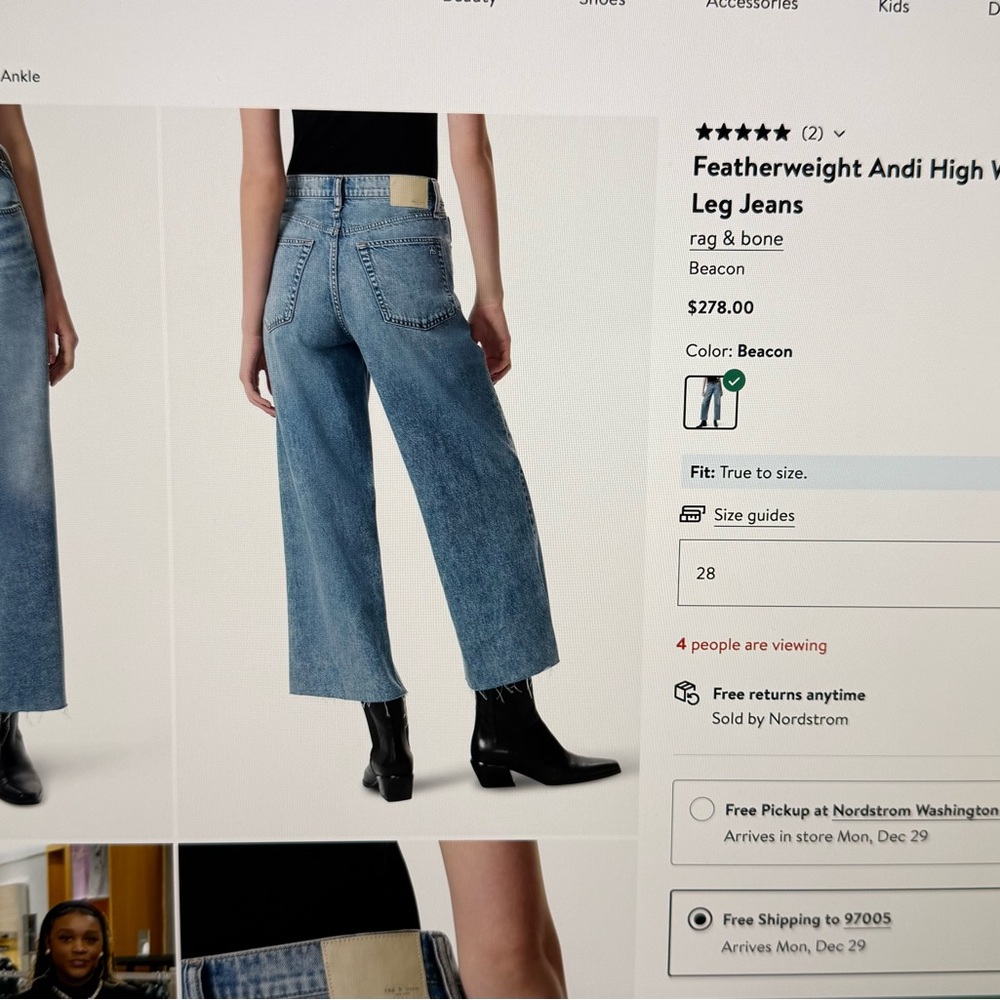 rag & bone Featherweight Andi High Waist. Beacon color - Picture 4 of 6